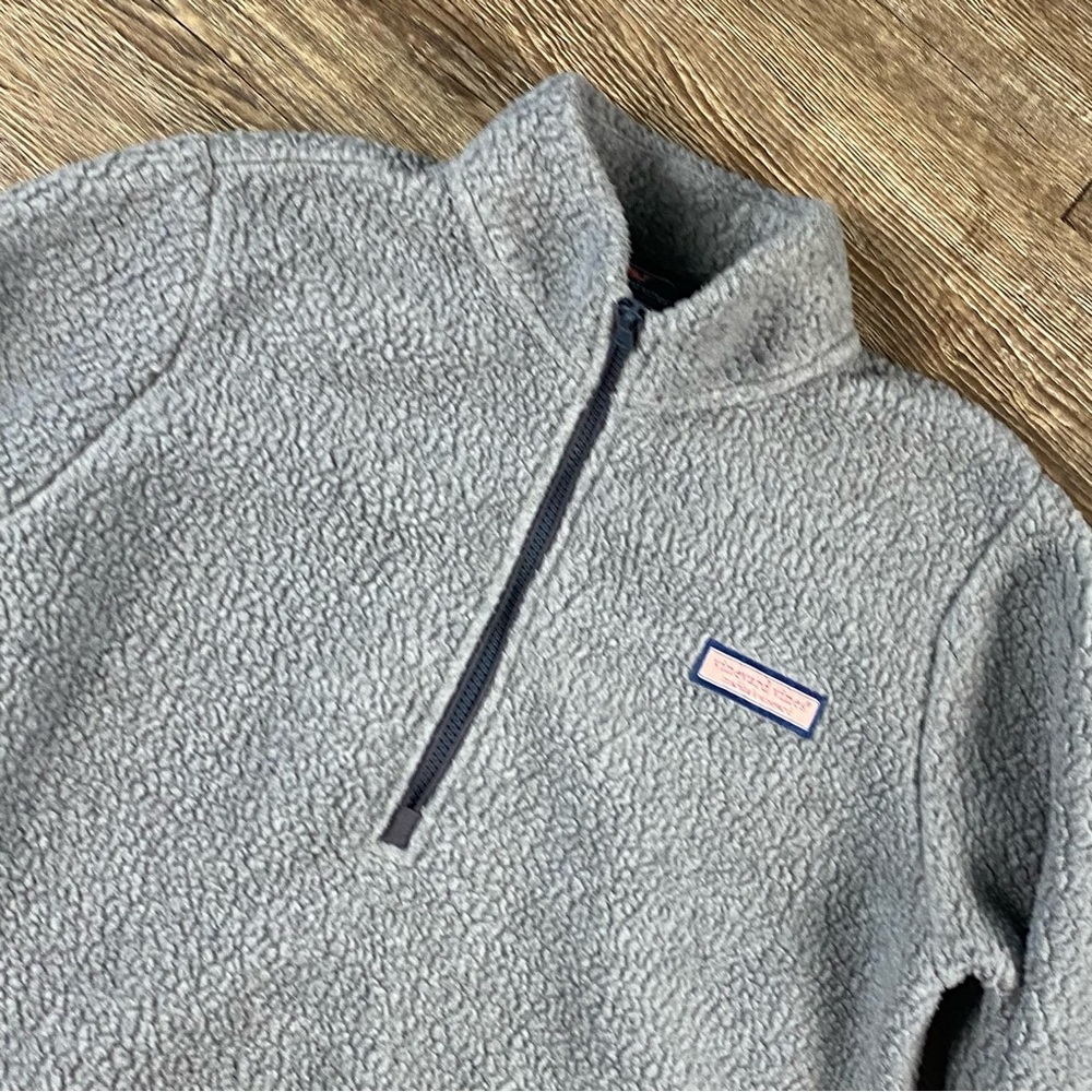 Vineyard Vines Fleece Women M Gray 1/2 Zip Mock Neck Pullover Sweater Warm Cozy - Picture 3 of 9